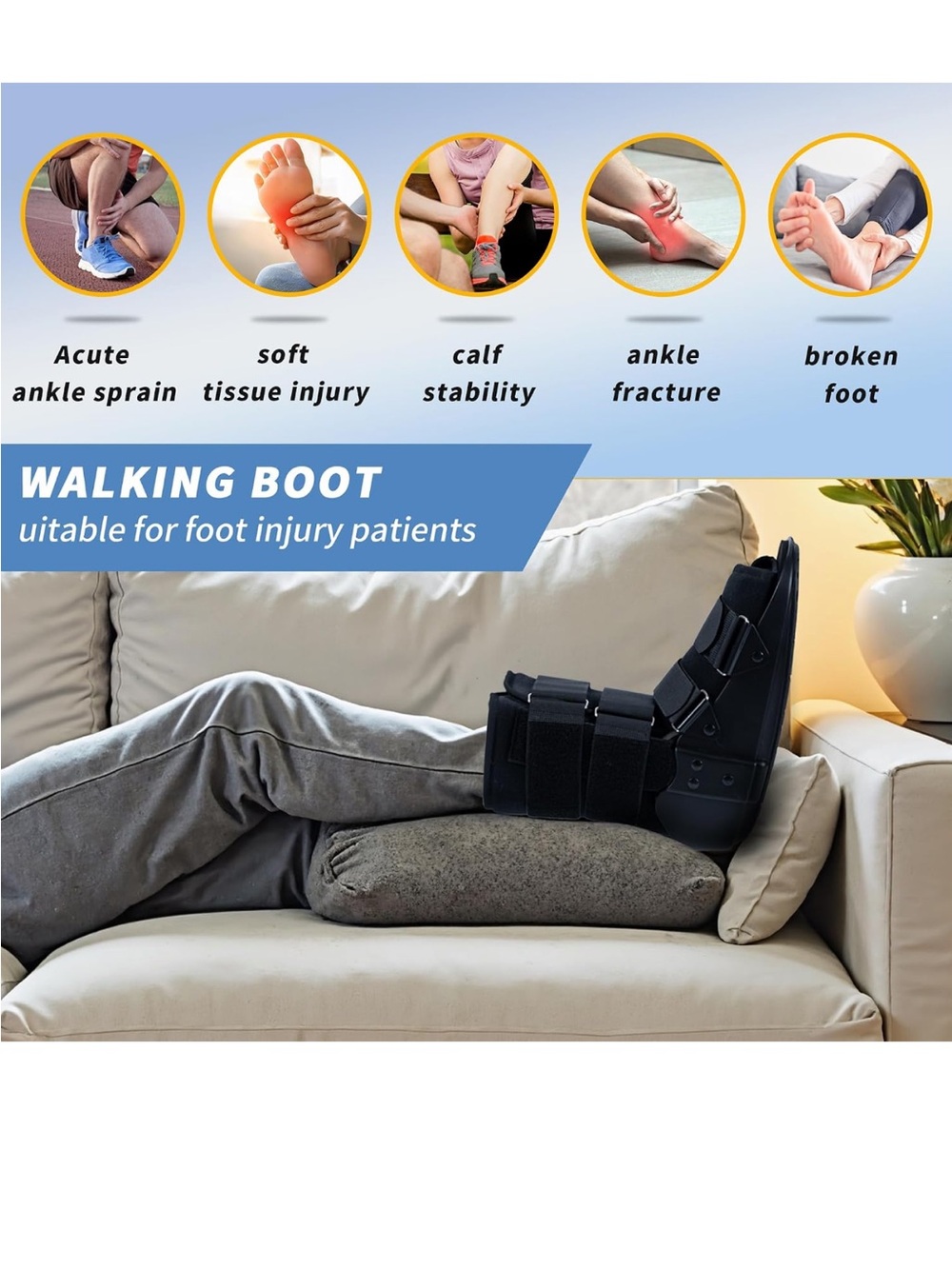 Kefit Walking Boot, Orthopedic Boot For Ankle Sprain Or Foot Injury View 4